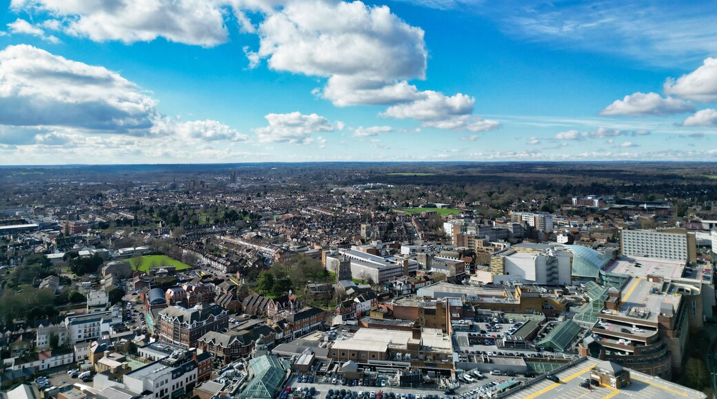 Aerial View of Watford City Centre, England United Kingdom