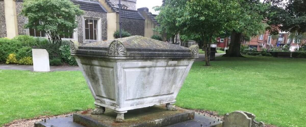 Dalton Guest tomb, in St Mary's churchyard, Watford, Hertfordshire