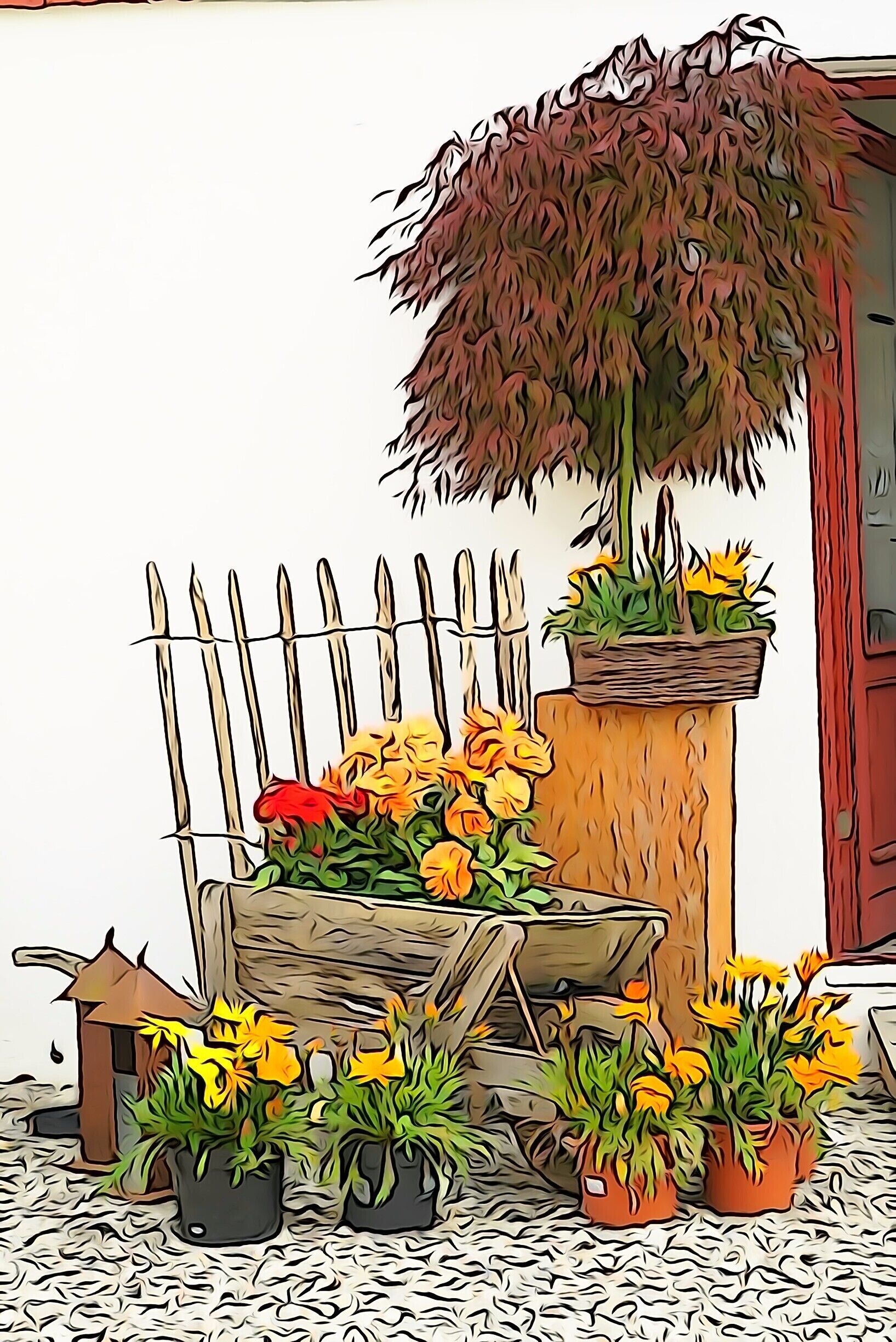 At the Fru Hansens Cafe and Nursery.  A beautiful stop if you are driving through the Denmark countryside.  Tell Lotte that Dave says "hi".  Taken with my Sony a7s using the Illustration mode.