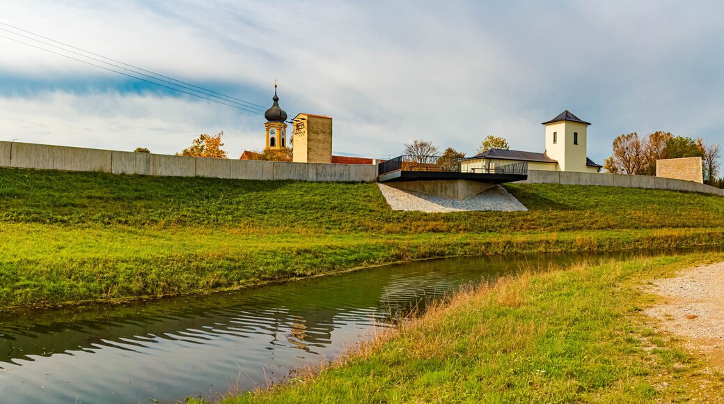 High resolution stitched autumn or indian summer panorama at Thundorf, Osterhofen, Deggendorf, Bavaria, Germany