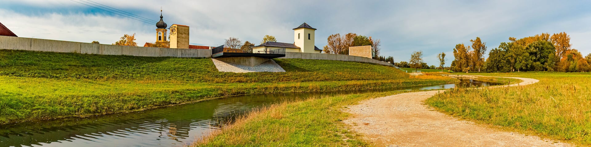 High resolution stitched autumn or indian summer panorama at Thundorf, Osterhofen, Deggendorf, Bavaria, Germany