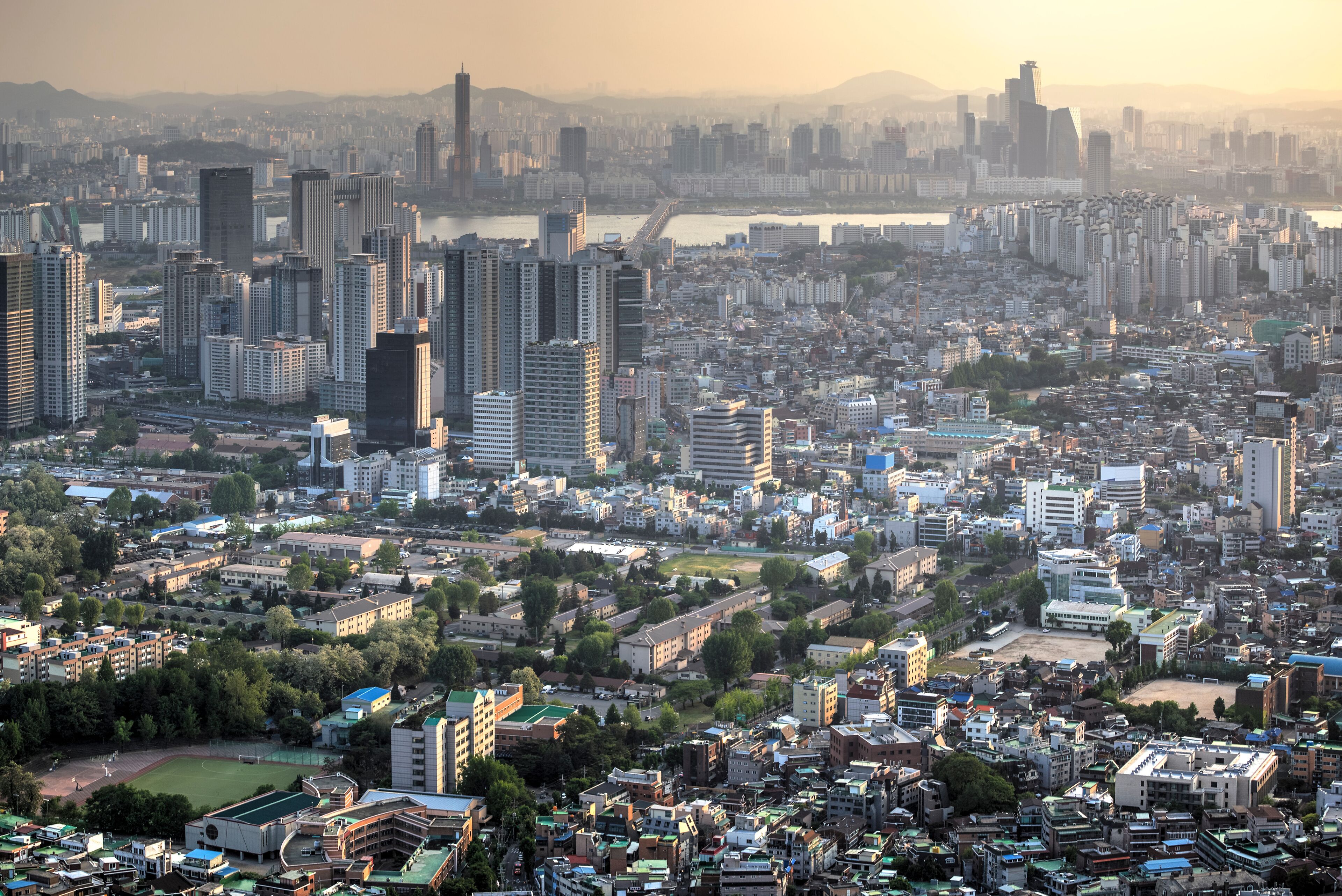 Sunset over Seoul city