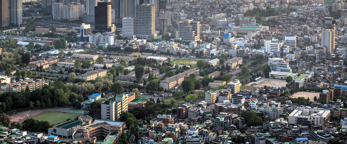Sunset over Seoul city