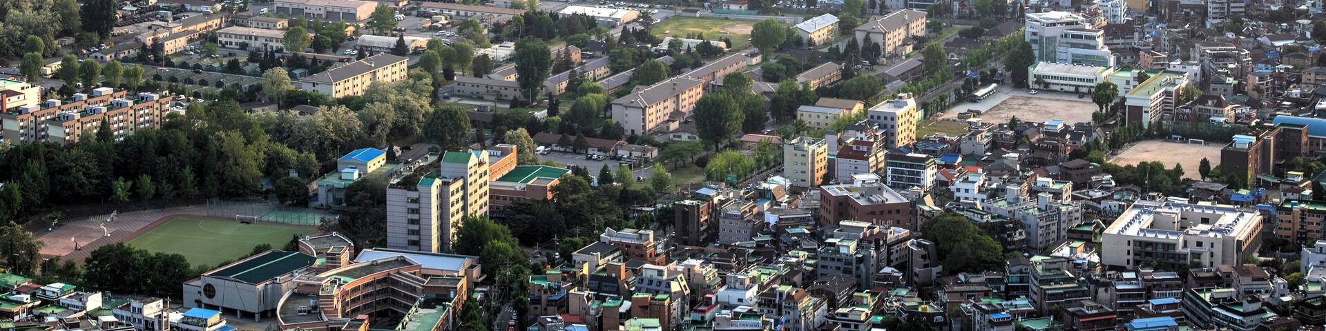 Sunset over Seoul city