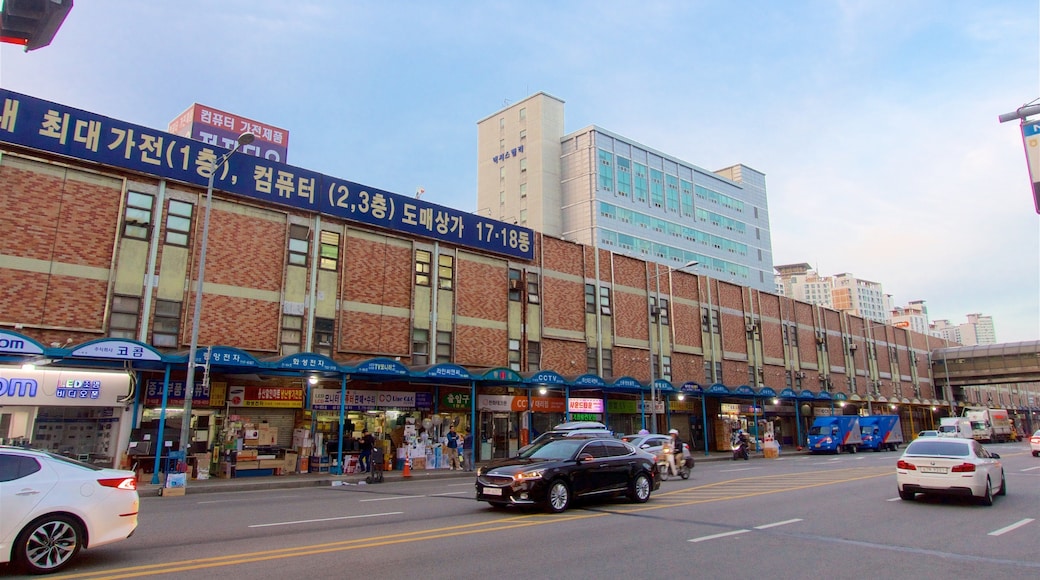 Yongsan Electronics Market which includes a city and a sunset