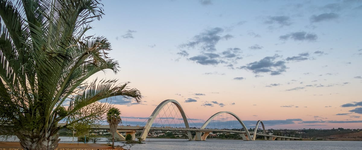 JK Bridge and Paranoa Lake at Sunset - Brasilia, Distrito Federal, Brazil