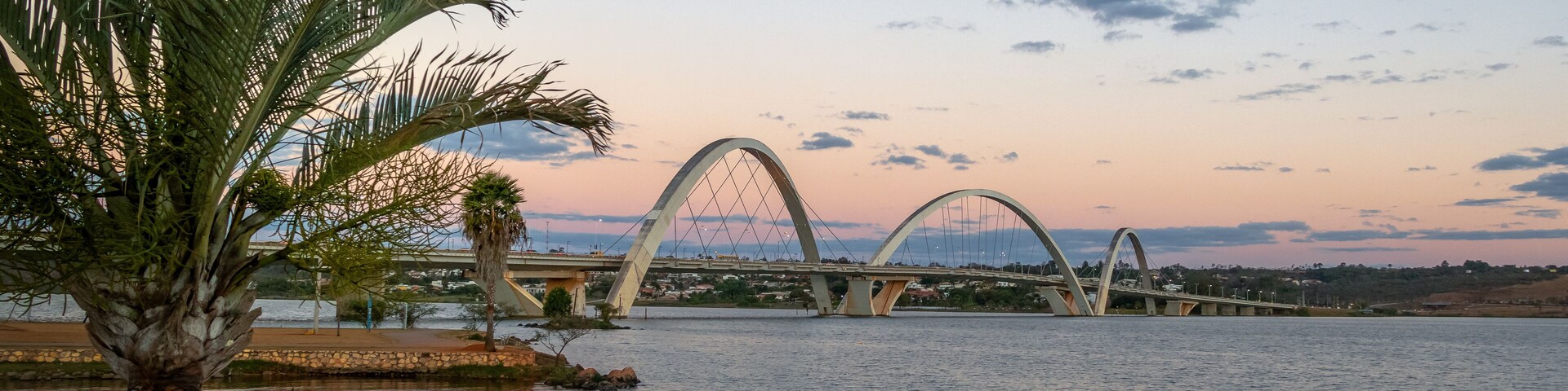 JK Bridge and Paranoa Lake at Sunset - Brasilia, Distrito Federal, Brazil