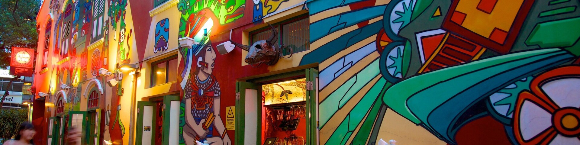 Haji Lane showing a city, street scenes and outdoor art