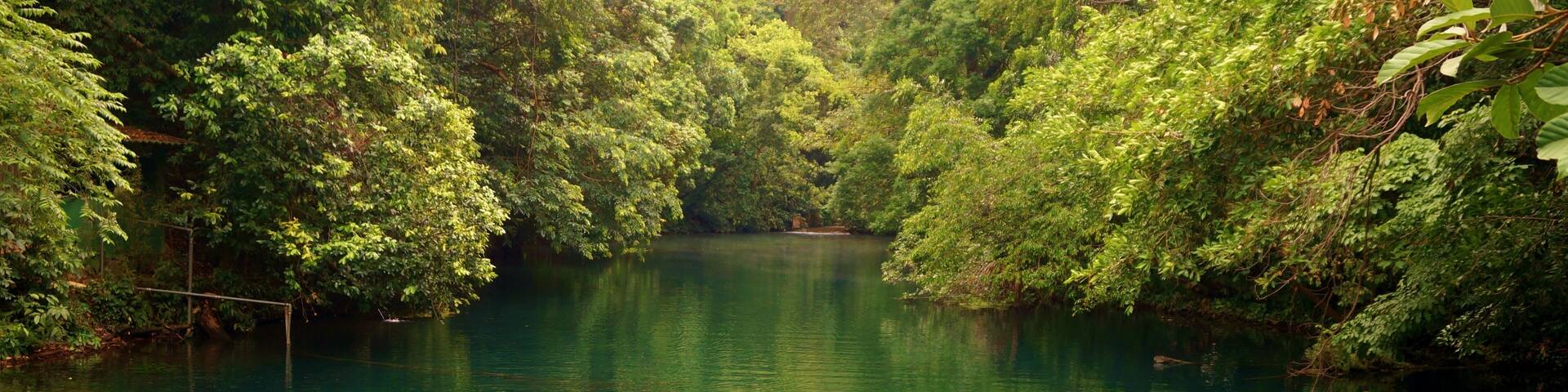 Rio Quente, Caldas Novas, Goias, Brasil - 09-10-2019 - transparent river for canoeing