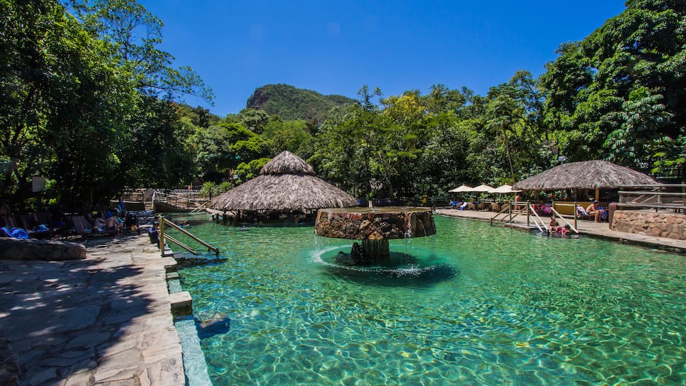 Brazilian people have fun in aquatic park.