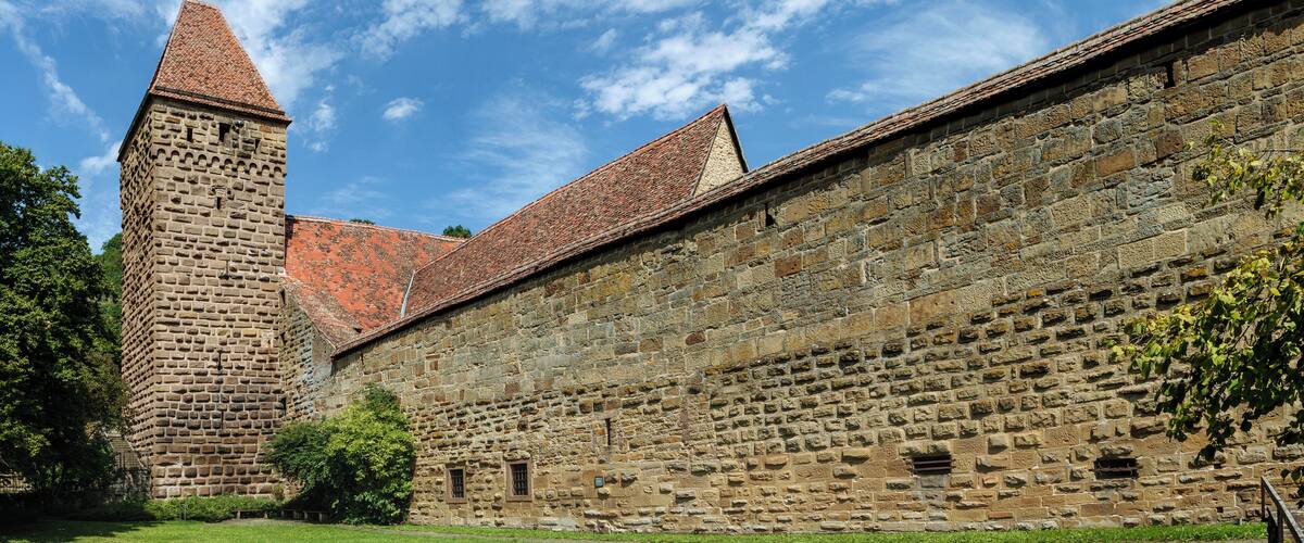 Witch tower and part of the western wall, Maulbronn Monastery, Maulbronn, Germany