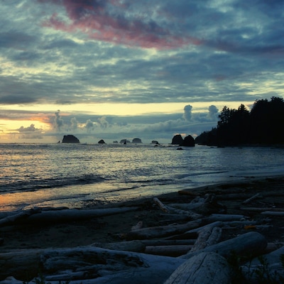Depending on your timeline and eagerness to get to the beach, you can take one of two approaches, to Sand Point for this view on the Washington coast. Those taking the quickest route only have a 3 mile jaunt on mostly raised boardwalk before you start to smell and hear the ocean. Along the beach you can find the perfect campsitesite, whether that be right on the sand or set further back in the trees where you can pretend to have the place to yourself. #weekendgetaway #Bestof5