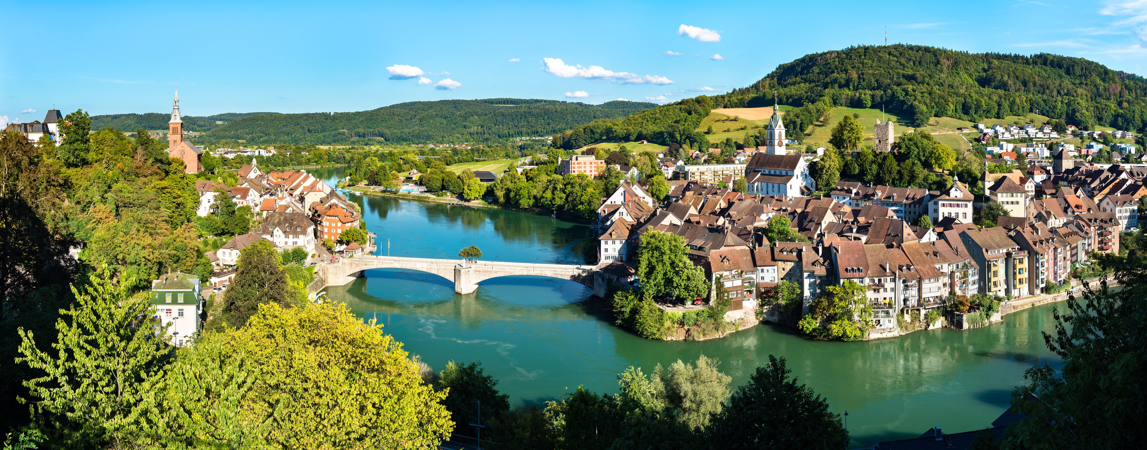 Laufenburg at the Rhine River in Switzerland and Germany