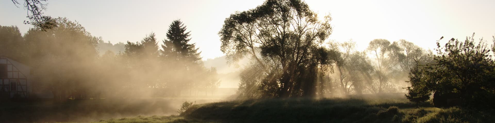 Lauter (river) near confluence with "Rudloser Bach" (stream) in Angersbach, Wartenberg, Hesse, Germany