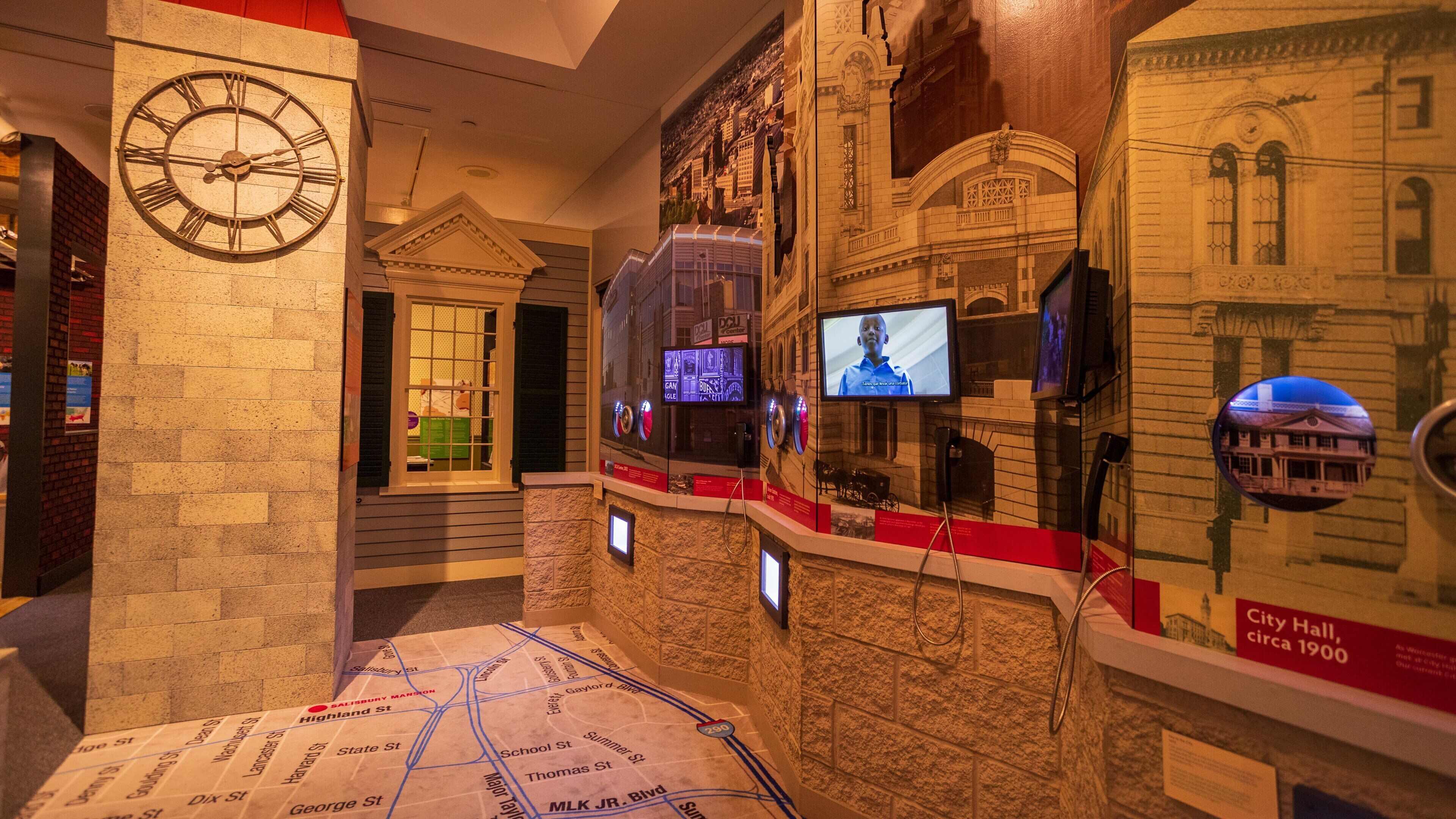 Worcester Historical Museum featuring interior views