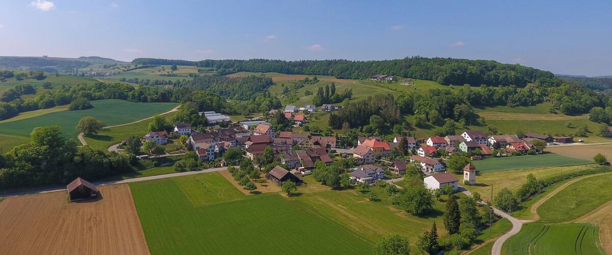 Switzerland, Canton of Schaffhausen, erial photograph of Hofen SH