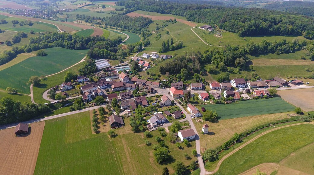 Switzerland, Canton of Schaffhausen, erial photograph of Hofen SH