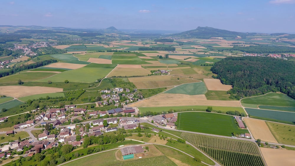 Switzerland, Canton of Schaffhausen, aerial view of Bibern/SH