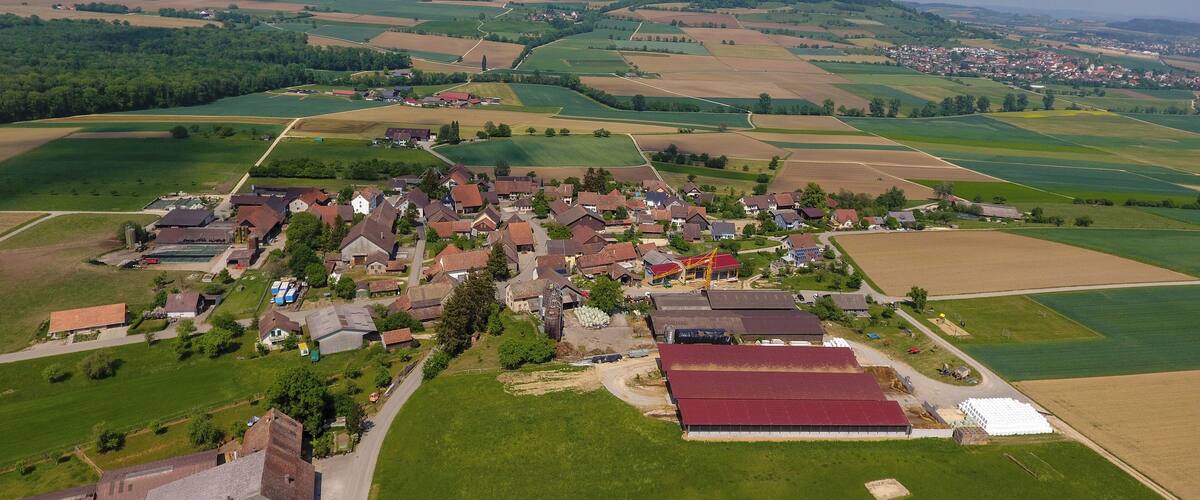 Switzerland, Canton of Schaffhausen, aerial view of Barzheim