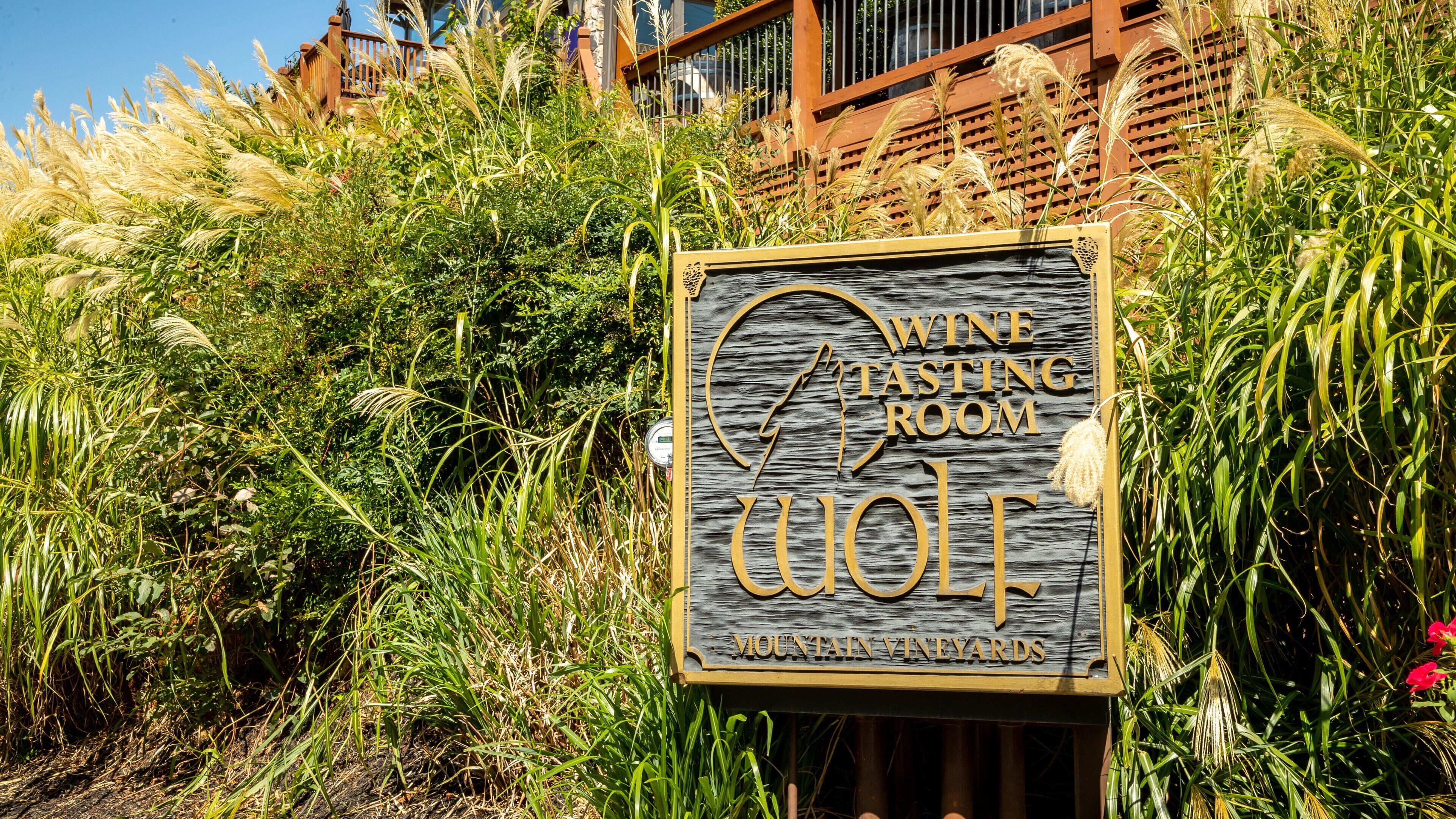 Wolf Mountain Vineyards which includes a park and signage