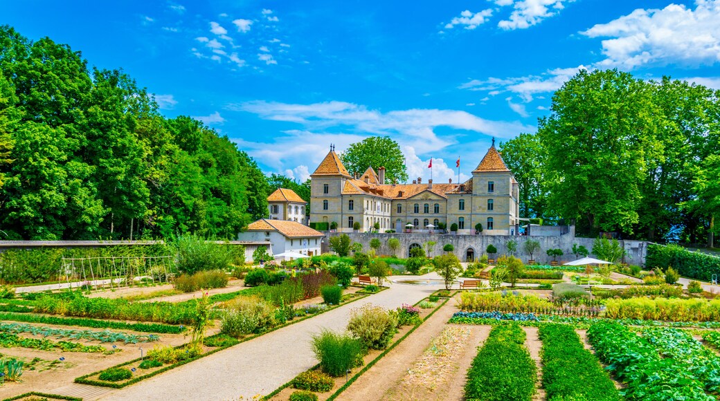 Prangins castle and surrounding gardens in the swiss city Nyon