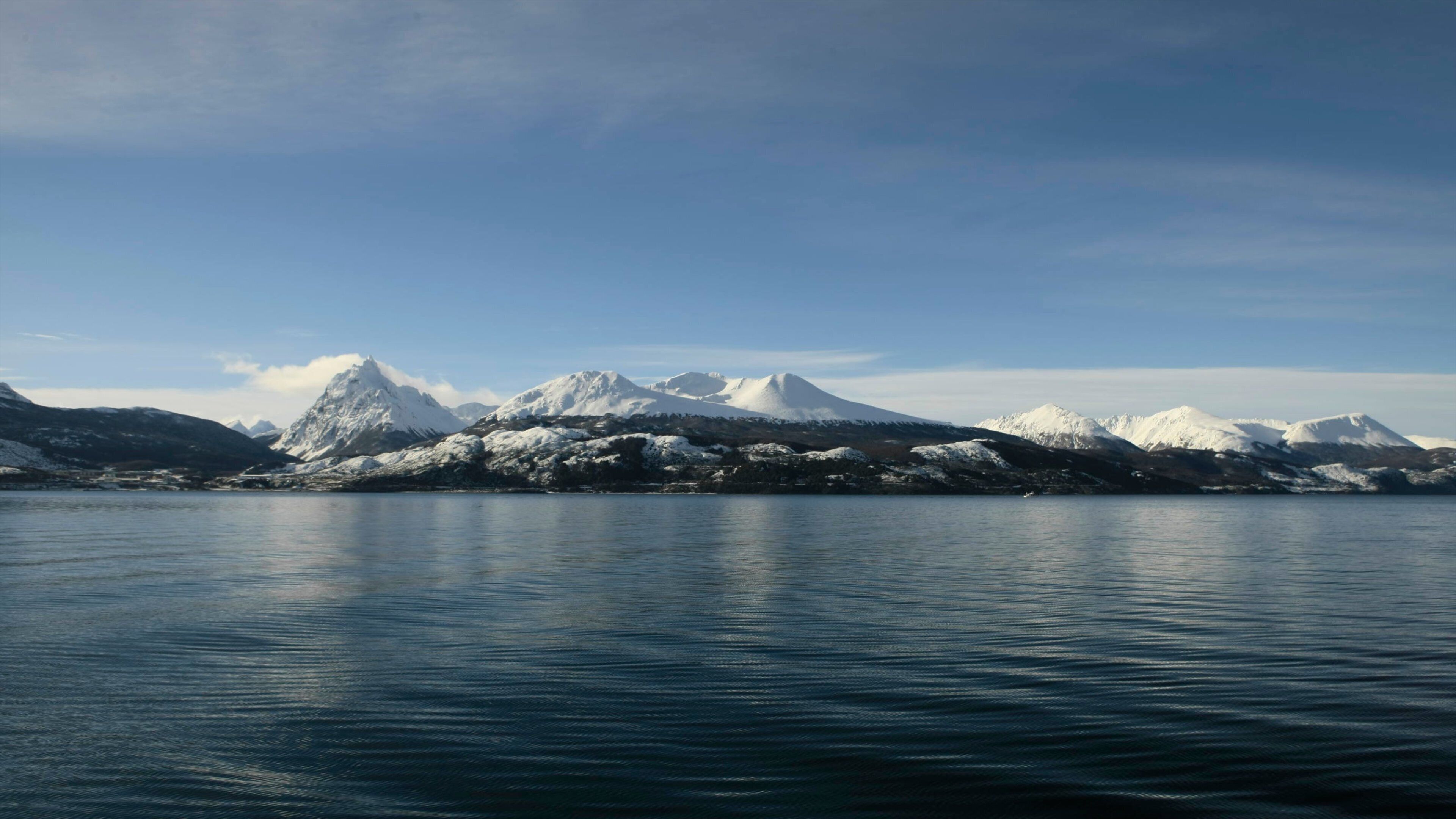 Tierra del Fuego featuring general coastal views, snow and mountains
