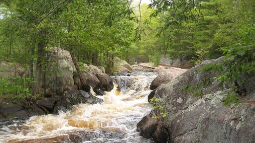 The Menominee river flows along the Menominee Iron Range in Upper Michigan and northeastern Wisconsin, and the impact of these minerals is quite obvious at Dave's Falls, a great set of waterfalls right off of Highway 141 just north of Green Bay. It's a great little hike, but be sure to pack your bug spray, as the mosquitoes are abundant!