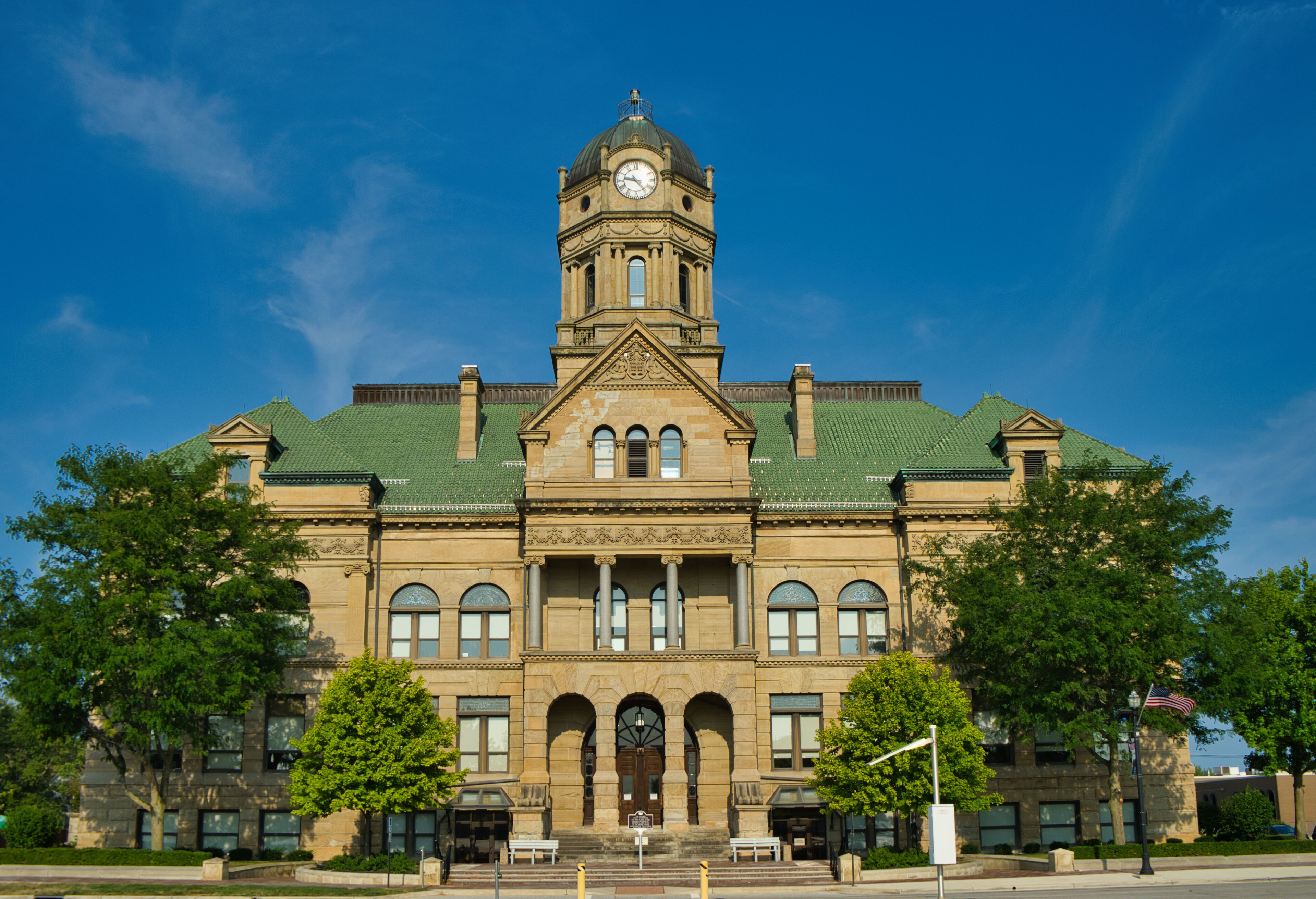 Auglaize County Courthouse in downtown Wapakoneta, Ohio. USA 2024