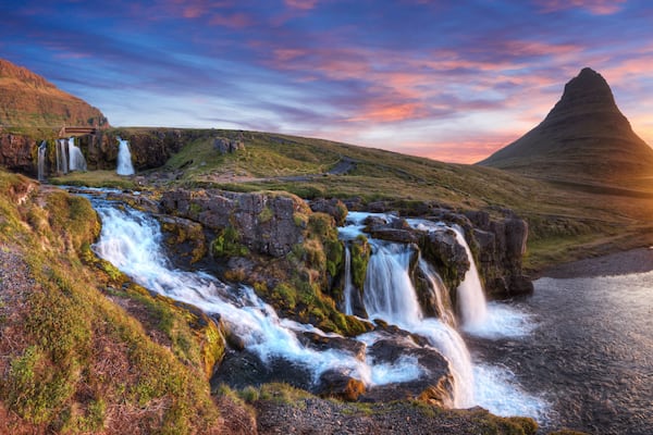 Kirkjufell mountain with waterfalls, Iceland