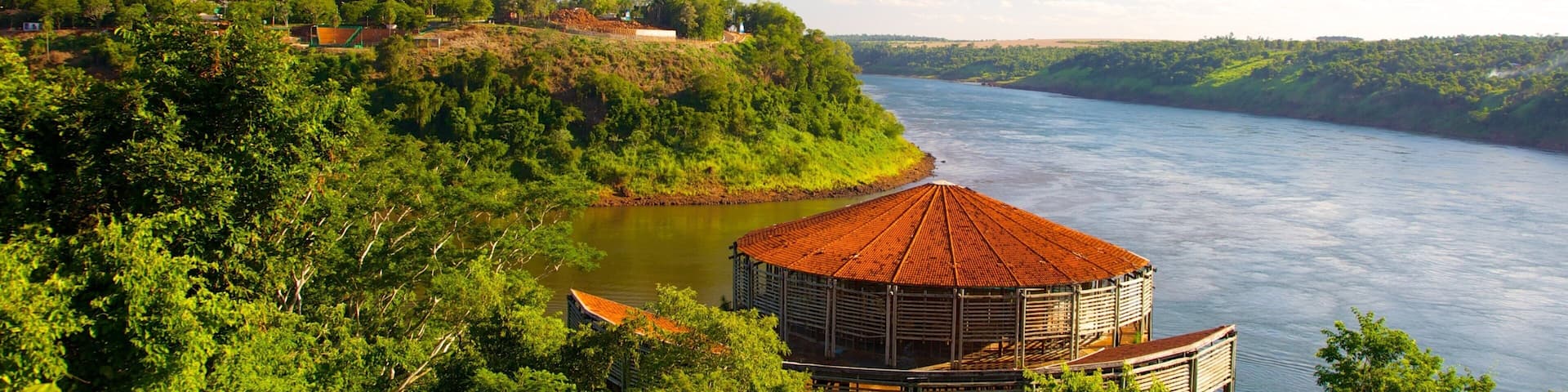 Three Borders Mark showing a river or creek and forests