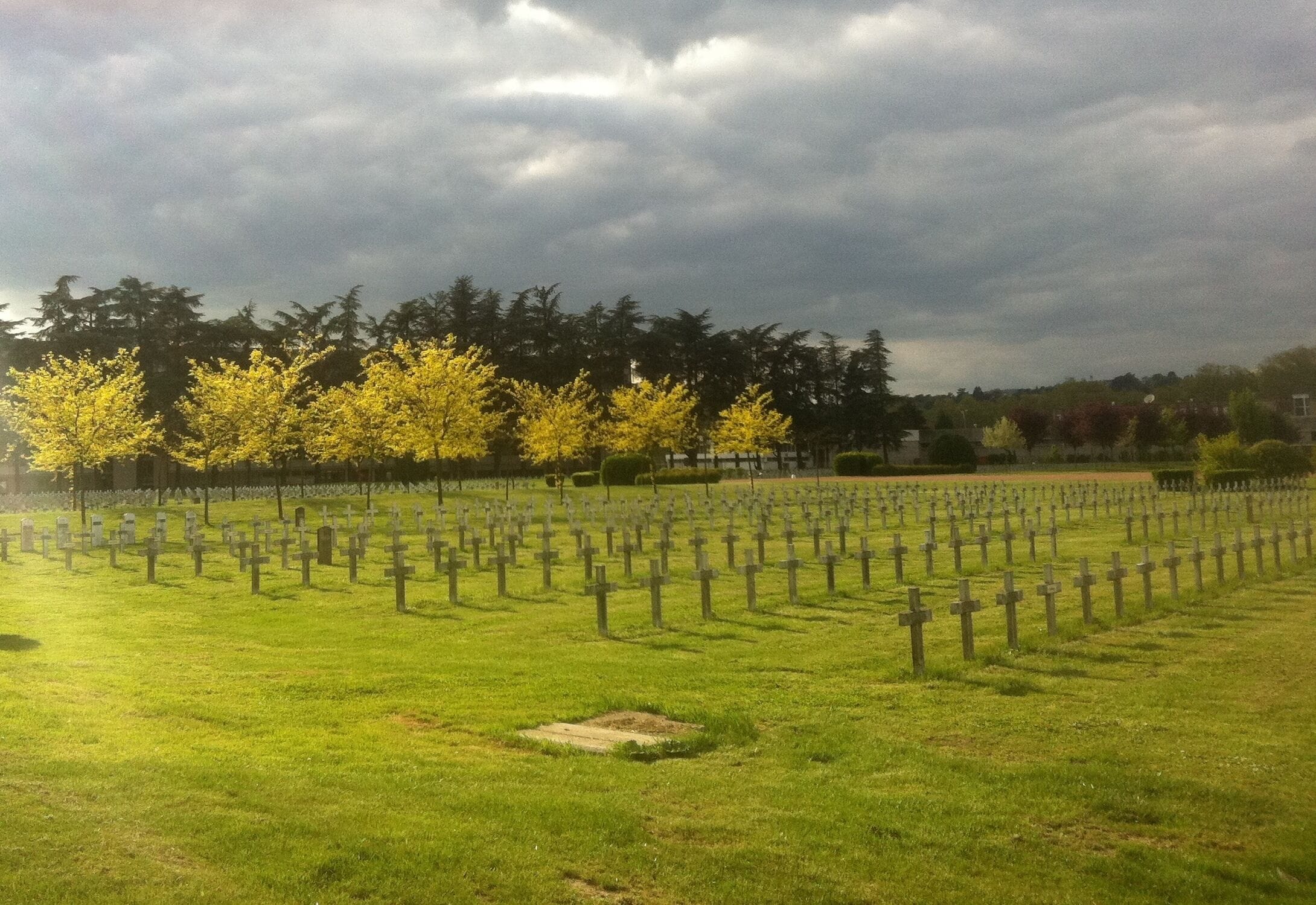 Vue du carré E à la nécropole nationale de la Doua, à Villeurbanne.