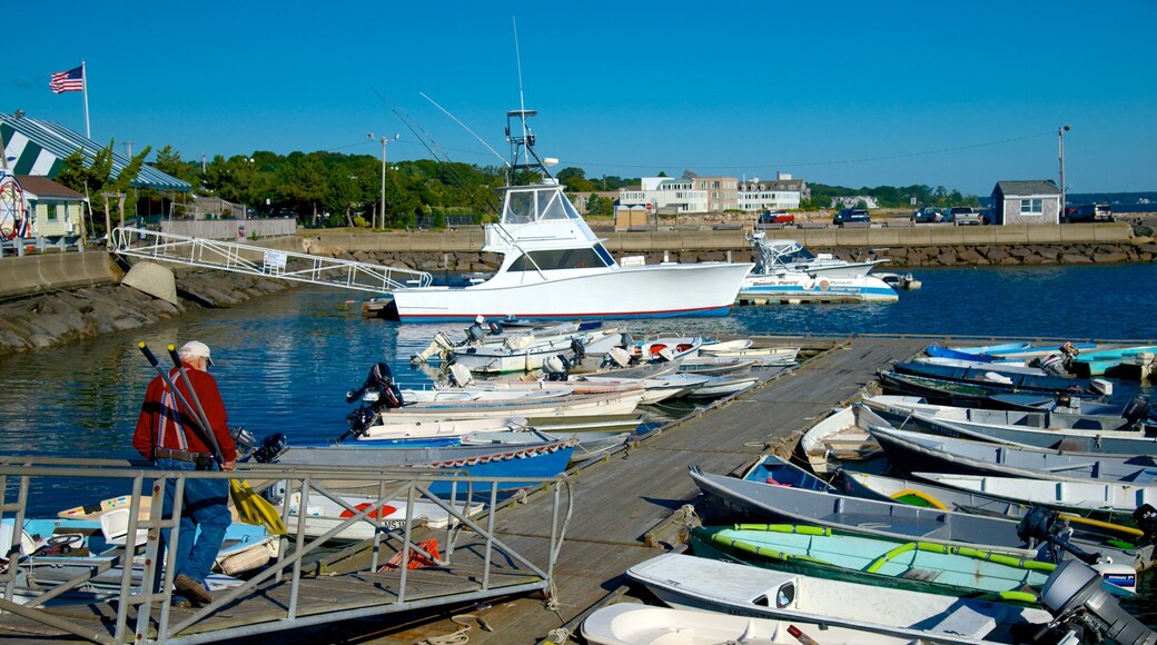 Plymouth Harbor which includes a marina and boating as well as an individual male