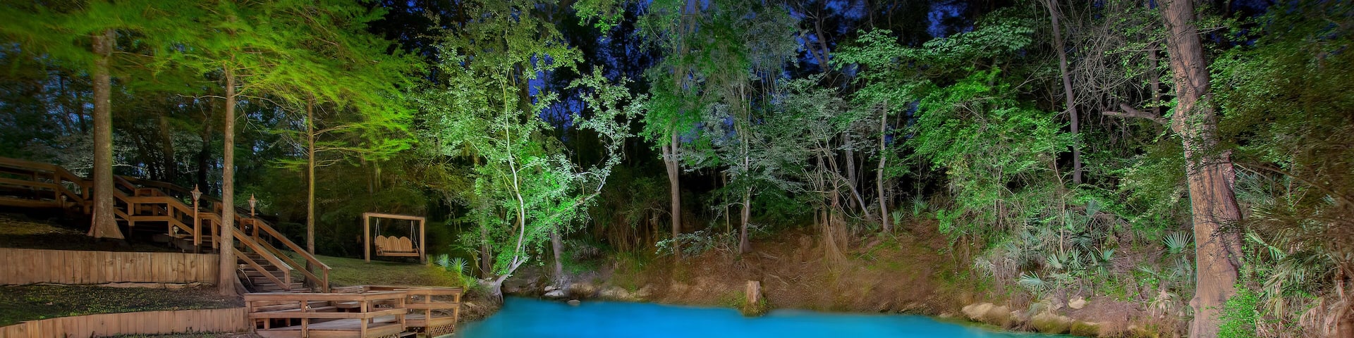 Morgan Spring Illuminated at Night on the Withlacoochee River in Florida