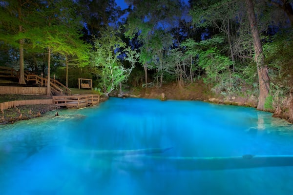 Morgan Spring Illuminated at Night on the Withlacoochee River in Florida