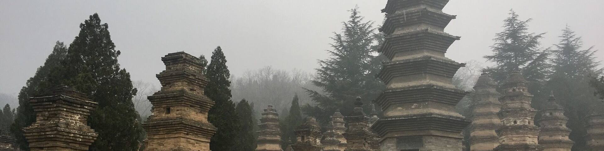 Impressive monk cemetery of the Shaolin temple in Henan, China. Over 240 pagodas altogether.