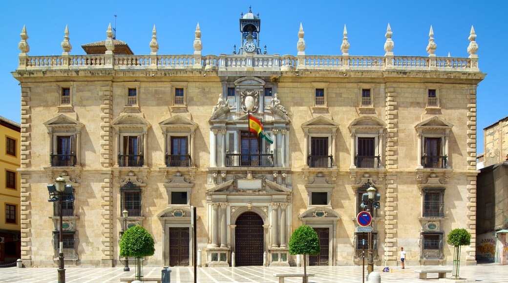 Plaza Nueva which includes heritage architecture, a square or plaza and an administrative buidling