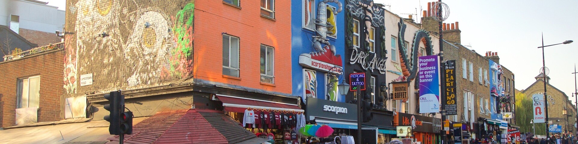 Camden High Street which includes street scenes, shopping and signage