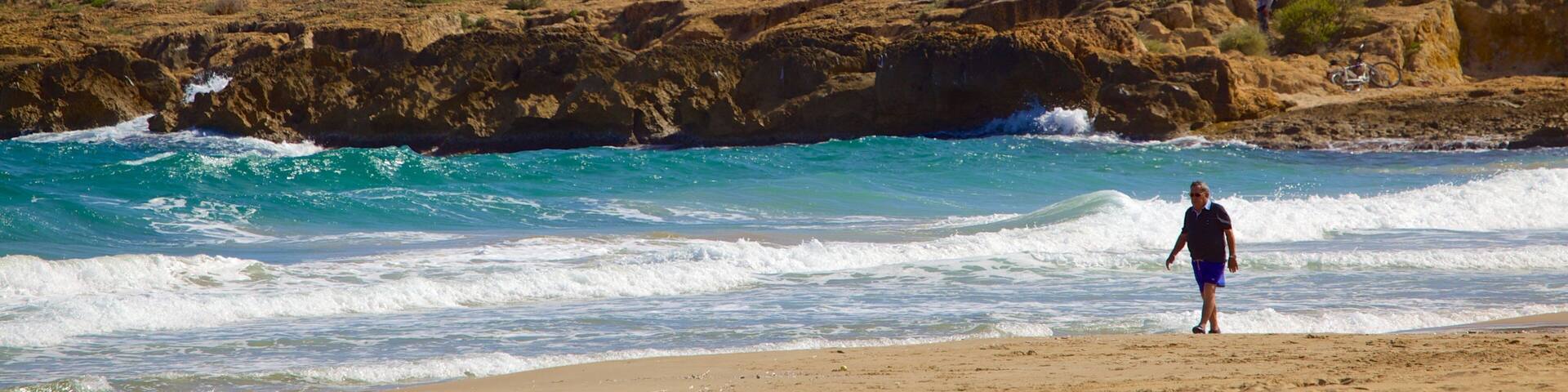 L\'Arrabassada Beach which includes a sandy beach, general coastal views and rugged coastline