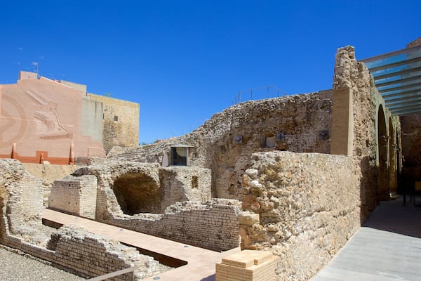 Tarragona Roman Wall showing heritage elements and building ruins
