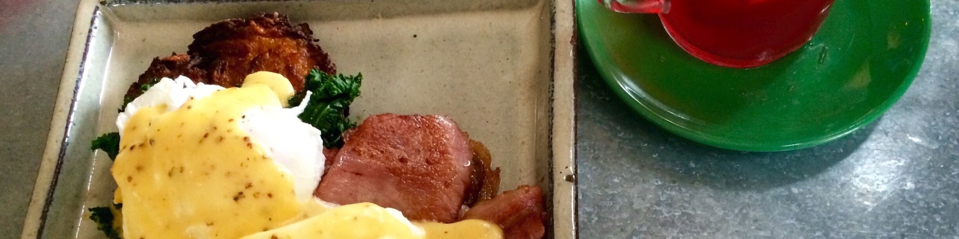 Eggs bene :)
$18 + $4 bacon !
Strawberry and cream tea $8