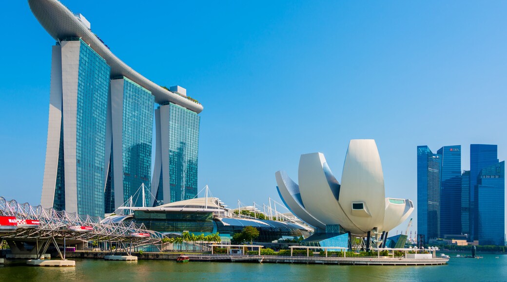 Beautiful landscape of Marina Bay Sands Casino Hotel Downtown in Singapore is one of the major tourist attractions in Singapore city