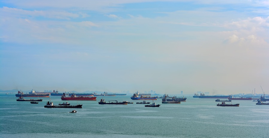 World’s busiest shipping lane - Straits of Malacca and Singapore.
