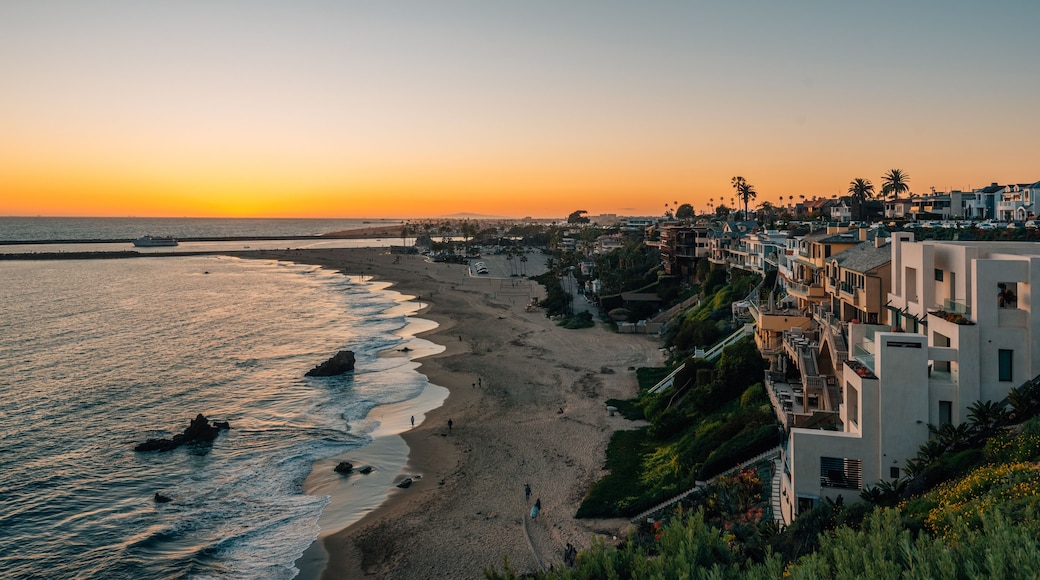 Sunset view of the Main Beach from Inspiration Point, in Corona del Mar, Newport Beach, California