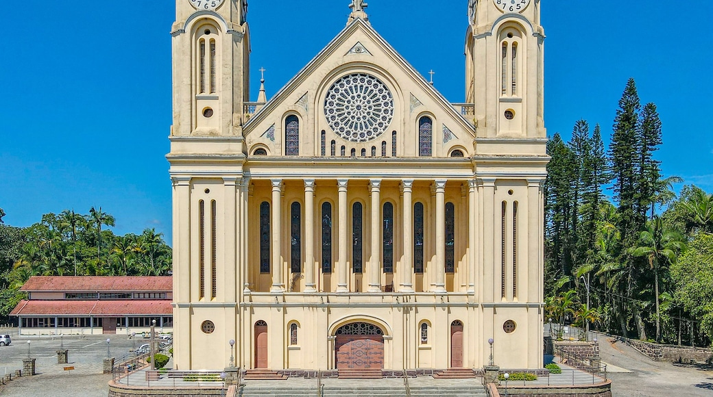 Aerial image of the Igreja Matriz São Pedro Apostolo in the city of Gaspar in Santa Catarina