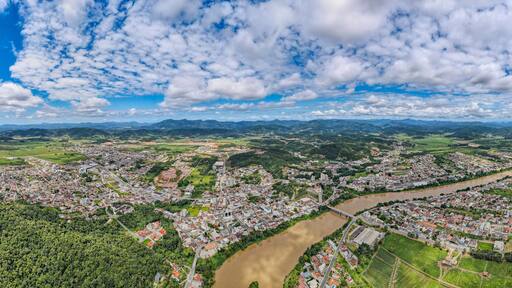 Panoramic aerial image of the city of Gaspar in Santa Catarina