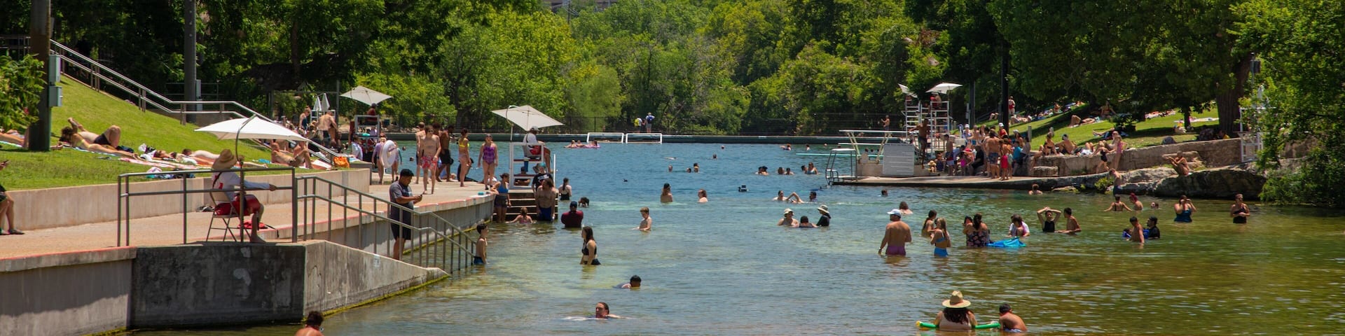 Barton Springs Pool which includes a river or creek and swimming