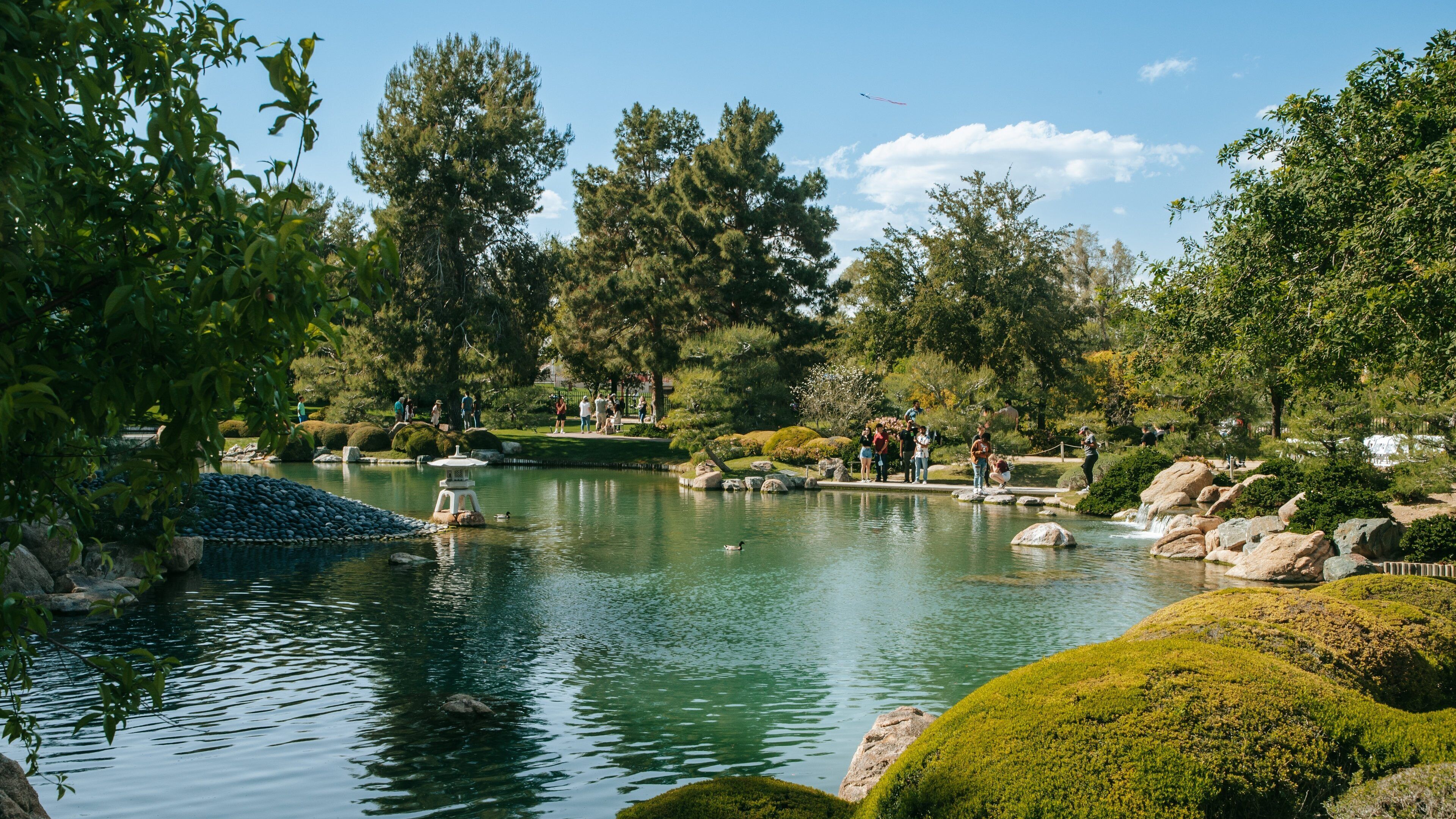 Japanese Friendship Garden of Phoenix featuring a pond