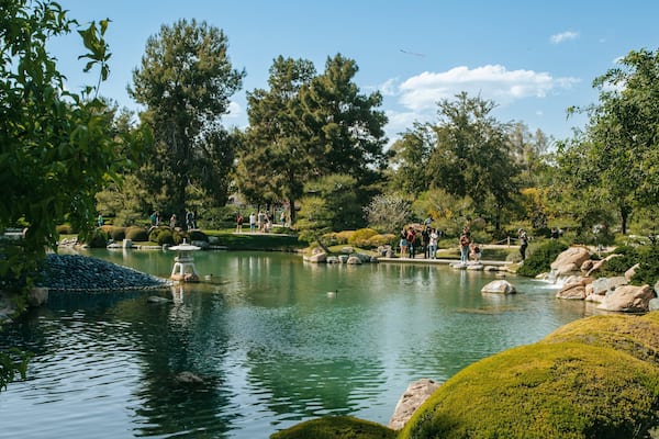 Japanese Friendship Garden of Phoenix featuring a pond