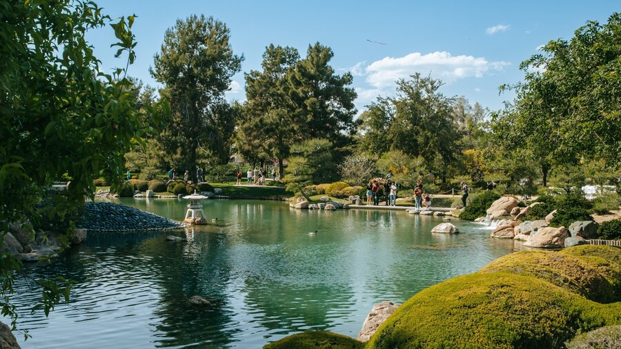 Japanese Friendship Garden of Phoenix featuring a pond