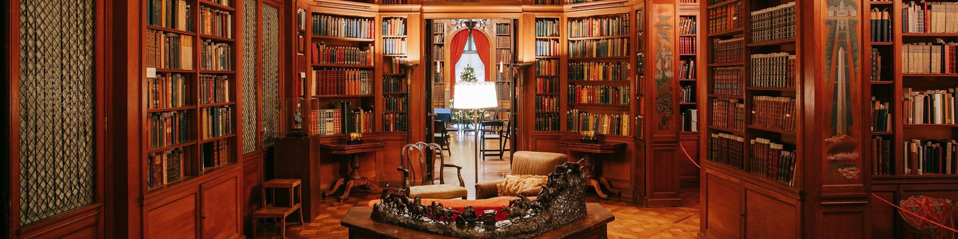 Evergreen Museum and Library featuring heritage elements and interior views